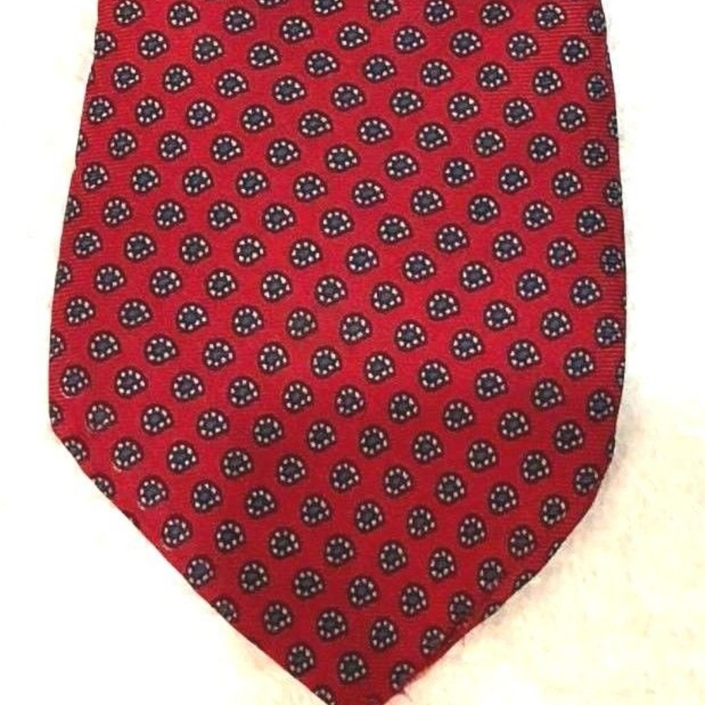 Jos A Bank Red w/small floral 100% Silk Tie